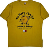 Coffee & Bakery Tommy Jeans Graphic T-Shirt - XL Yellow Cotton