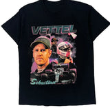 Sebastian Vettel F1 Graphic T-Shirt - Large Black Cotton