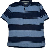 Tommy Hilfiger Striped Polo Shirt - Large Blue Cotton