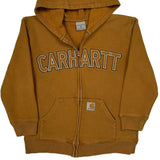 Age 8-10 Carhartt Spellout Hoodie - Small Brown Cotton