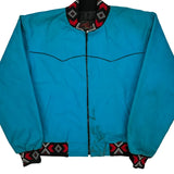 Tex Tan Unbranded Bomber Jacket - Large Blue Cotton