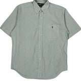 Blaire Ralph Lauren Striped Short Sleeve Shirt - Medium Green Cotton
