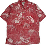 His Royal Highness Floral Hawaiian Shirt - Medium Red Cotton
