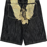 Evolution Graphic Denim Shorts - 34W 13L Dark Wash Cotton Blend