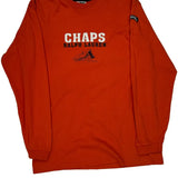 Chaps Ralph Lauren Graphic Long Sleeve T-Shirt - Large Orange Cotton