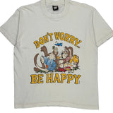 Single Stitch Don'T Worry Be Happy Screen Stars Cartoon T-Shirt - XL White Cotton Blend