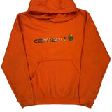 Carhartt Spellout Hoodie - Large Orange Cotton