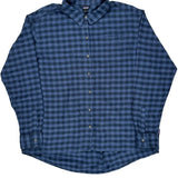 Patagonia Checked Flannel Shirt - Large Blue Cotton