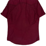 Guess Short Sleeve Shirt - Medium Burgundy Cotton