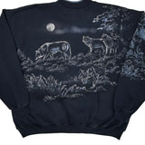 Wolves Au Henley Graphic Sweatshirt - 2XL Black Cotton