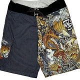Koi Fish Design Billabong Graphic Sport Shorts - 33W 11L Multicoloured Polyester