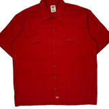 Dickies Short Sleeve Shirt - XL Red Polyester Blend