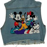 Mickey Cartoon Denim Vest - Small Blue Denim