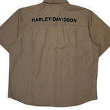 Motorcycles Harley Davidson Spellout Short Sleeve Shirt - 2XL Brown Cotton