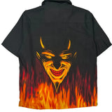 Flaming Devil Graphic Easy St Graphic Short Sleeve Shirt - XL Black Cotton