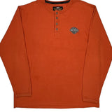Harley Davidson Henley Long Sleeve T-Shirt - XL Orange Cotton Blend