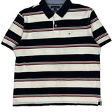Tommy Hilfiger Striped Polo Shirt - XL Red Cotton