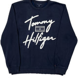 Tommy Hilfiger Spellout Sweatshirt - XL Navy Cotton