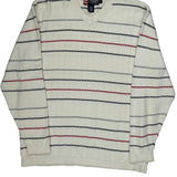 Chaps Ralph Lauren Striped Sweater - Medium Blue Cotton
