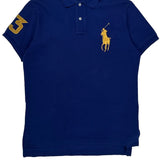 Number 3 On Sleeve Polo By Ralph Lauren Polo Shirt - Medium Blue Cotton