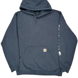 Carhartt Spellout Hoodie - Large Gray Cotton