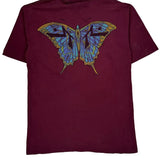 Butterfly Rusty Single Stitch T-Shirt - Medium Burgundy Cotton