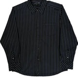 Quiksilver Striped Shirt - Large Black Cotton