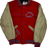 St. Francis Cross Country Track Delong College Varsity Jacket - Medium Beige Leather