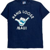 Hang Loose Maui Hanes Single Stitch T-Shirt - Medium Blue Cotton