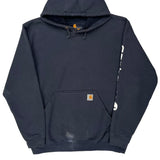 Carhartt Spellout Hoodie - Large Navy Cotton