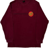 Skateboards Santa Cruz Long Sleeve T-Shirt - Medium Burgundy Cotton