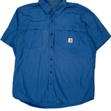 Carhartt Rip Stop Short Sleeve Shirt - XL Blue Polyester