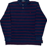 Polo By Ralph Lauren Striped Long Sleeve Polo Shirt - Large Navy Cotton
