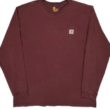 Carhartt Tall Long Sleeve T-Shirt - XL Burgundy Cotton