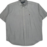 Blake Ralph Lauren Striped Short Sleeve Shirt - XL Blue Cotton
