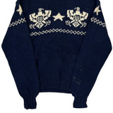 Eagle And Star Pattern Polo By Ralph Lauren Graphic Jumper - XL Navy Cotton