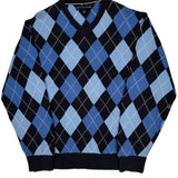 Tommy Hilfiger Argyle Jumper - XL Black Cotton