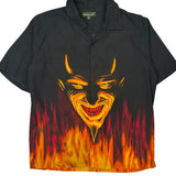 Flaming Devil Graphic Easy St Graphic Short Sleeve Shirt - XL Black Cotton