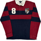 Kids Tommy Hilfiger Striped Rugby Shirt - Large Red Cotton