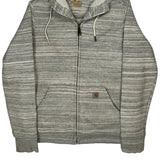 Carhartt Striped Hoodie - XS Grey Cotton Blend