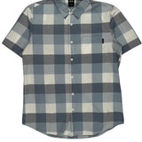 Oakley Checked Short Sleeve Shirt - Large Blue Cotton