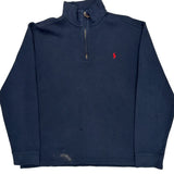 Polo By Ralph Lauren 1/4 Zip - Large Navy Cotton