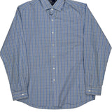 Westerton Italian Broadcloth Polo By Ralph Lauren Checked Shirt - Large Blue Cotton