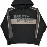 Harley Davidson Spellout Hoodie - XL Black Cotton