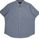 Ralph Lauren Striped Short Sleeve Shirt - 2XL Blue Cotton