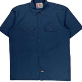 Dickies Short Sleeve Shirt - Large Blue Polyester Blend