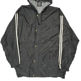 Adidas Striped Windbreaker - Large Black Polyester