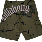 Spellout Billabong Camo Cargo Shorts - 34″ Waist Green Polyester