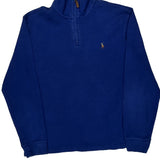 Estate Rib Polo By Ralph Lauren 1/4 Zip - Medium Blue Cotton
