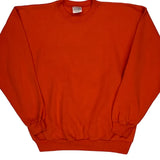 90S Blank Hanes Sweatshirt - Large Orange Cotton Blend